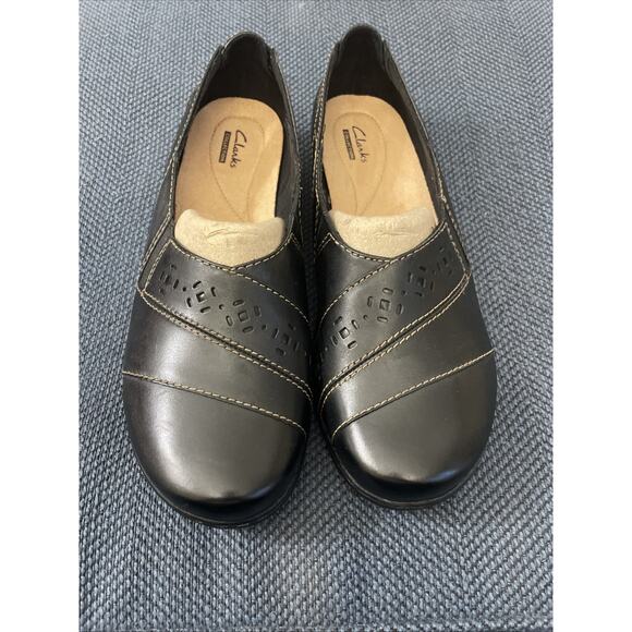 NEW Clarks Collection Evianna Black Leather Comfort Loafers Shoes Sz 9 NWOB - Picture 5 of 8